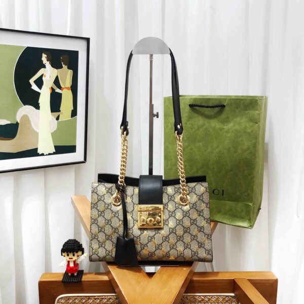 gucci padlock shoulder bag beige black | Luna Bags