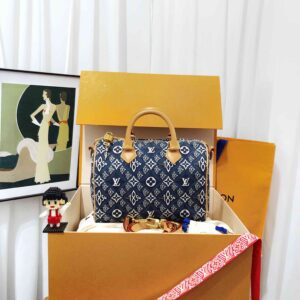 louis vuitton speedy 25 blue handbag | Luna Bags