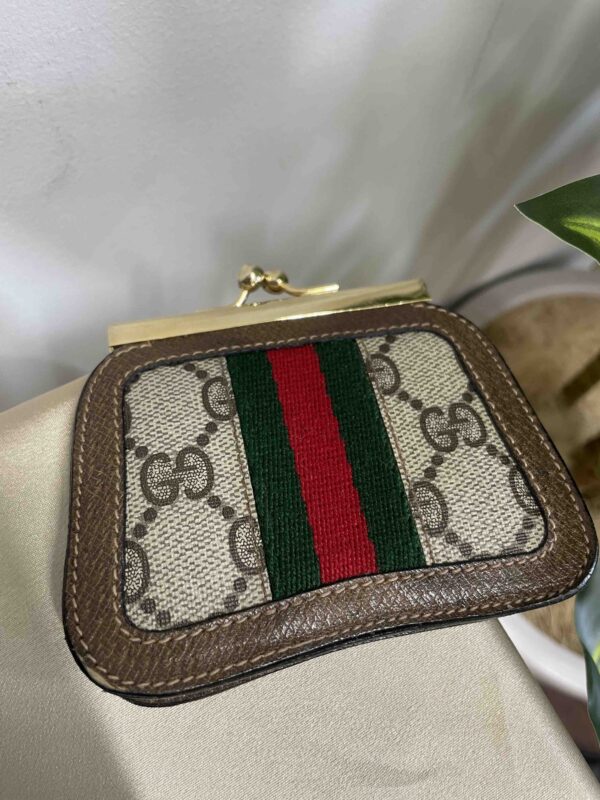 Gucci GG Supreme Beige and Ebony Coin Case Small Leather Goods | Luna Bags