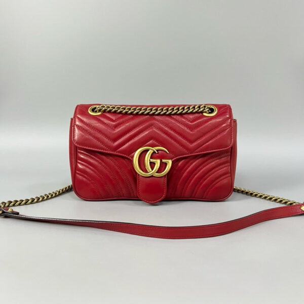 Gucci Marmont 26 Red Shoulder Bag | Luna Bags