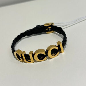 GUCCI Interlocking G Black Gold Bracelet | Luna Bags