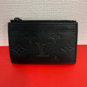 Louis Vuitton Preloved Black Leather Monogram Card Case FM9096 | Luna Bags