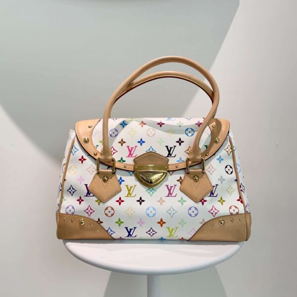 Louis Vuitton Multicolor Satchel Bag - Classic Preloved LV Handbag in White Canvas | Luna Bags