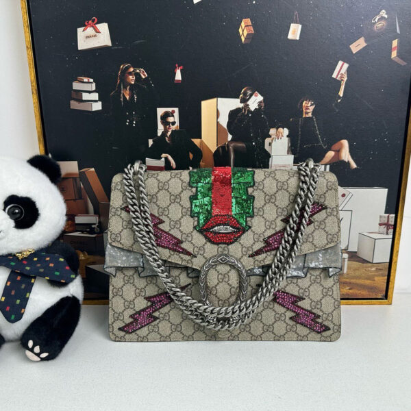 Gucci Dionysus Shoulder Bag in Beige Canvas with Unique Embroidery Detailing | Luna Bags