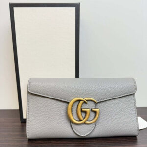 Gucci GG Marmont Long Wallet Gray Leather Preloved B0011 | Luna Bags