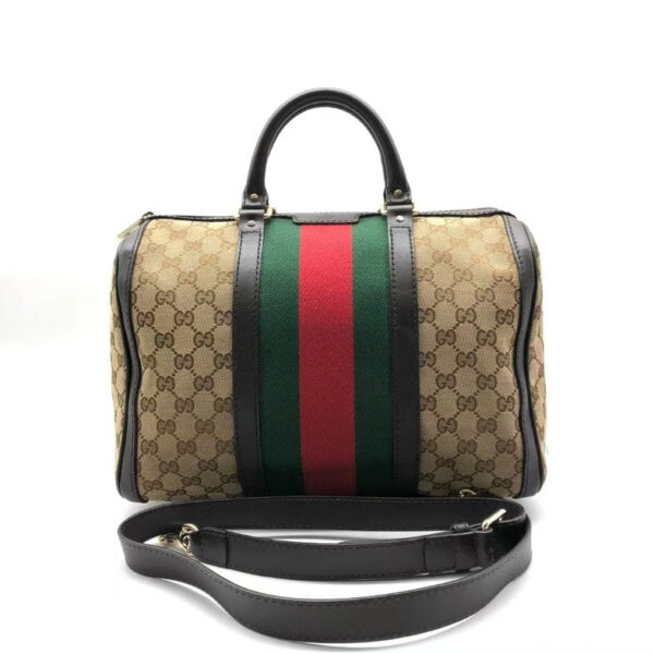 Gucci Beige GG Supreme Canvas Two-Way Boston Bag CC0188 | Luna Bags