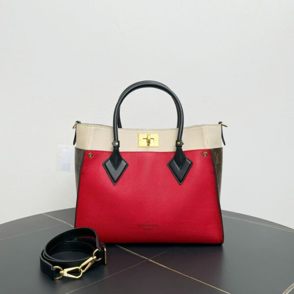 Louis Vuitton Montaigne MM Red/Beige Two-Way Bag - Shoulder/Top Handle - Medium | Luna Bags