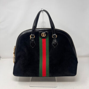 Gucci Preloved Suede & Leather Black 2way Handbag with Strap & Dust Bag | Luna Bags