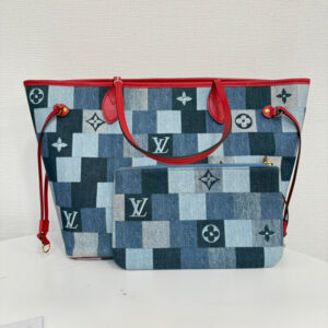 Louis Vuitton Preloved Denim Neverfull MM Tote Bag FM9064 | Luna Bags