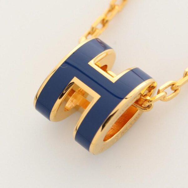 Hermes Mini Pop H Necklace Gold Blue Necklaces | Luna Bags