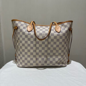 Louis Vuitton Neverfull Damier Medium White Preloved Tote Bag | Luna Bags