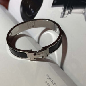 Hermes Clic H Bracelet Black Silver Bracelets | Luna Bags