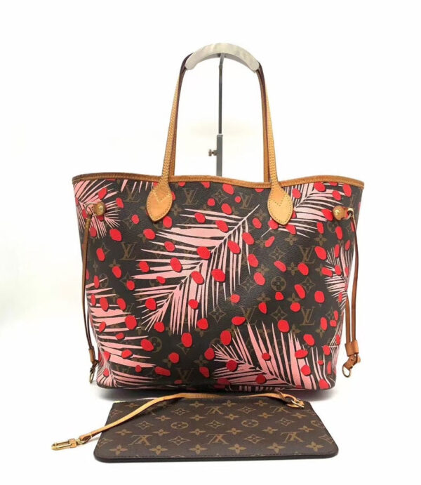 Louis Vuitton Neverfull Tote Bag Red/Brown Canvas Preloved zz3852 | Luna Bags