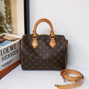 Louis Vuitton Monogram Speedy 25 with Strap Brown Top Handle Bag - Preloved | Luna Bags