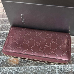 Gucci GG Embossed Burgundy Leather Wallet | Luna Bags