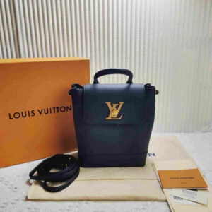 LOUIS VUITTON Microchipped Black Leather Top Handle Bag Preloved Full Set 12295422 | Luna Bags