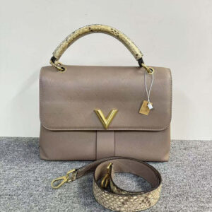 Louis Vuitton SJZ2-131 V Shoulder Bag in Taupe Leather | Luna Bags