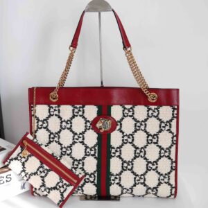 Gucci Rajah Tote Bag with Pouch in Red Leather - #8D | Luna Bags