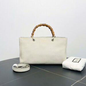 Gucci Preloved Bamboo Two-Way Bag Off-White Top Handle | Luna Bags