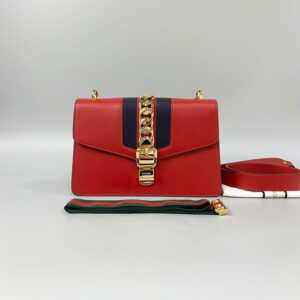 Gucci Preloved Sylvie Red Shoulder Bag XJ10902 | Luna Bags