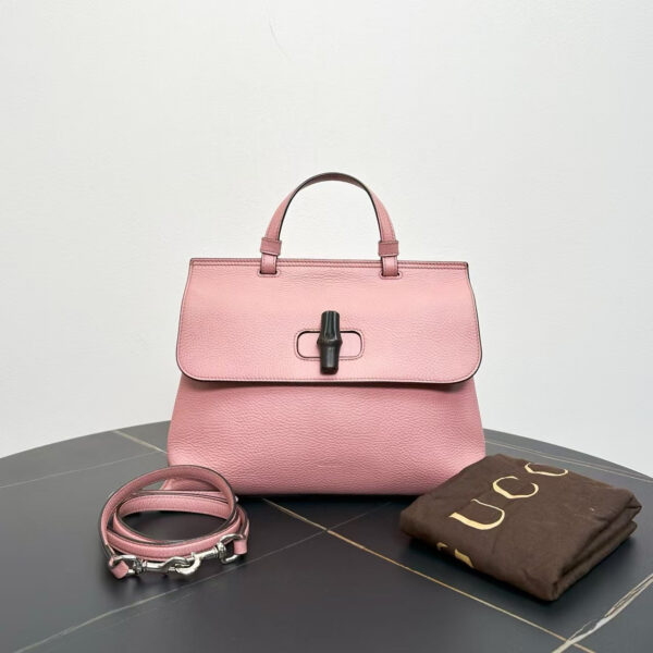 Gucci Pink Bamboo Top Handle Bag - Preloved Two-Way Style | Luna Bags