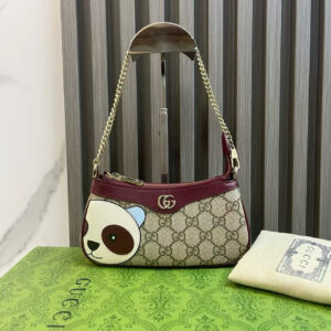 Gucci GG Marmont Panda Pattern Burgundy Leather Shoulder Bag | Luna Bags