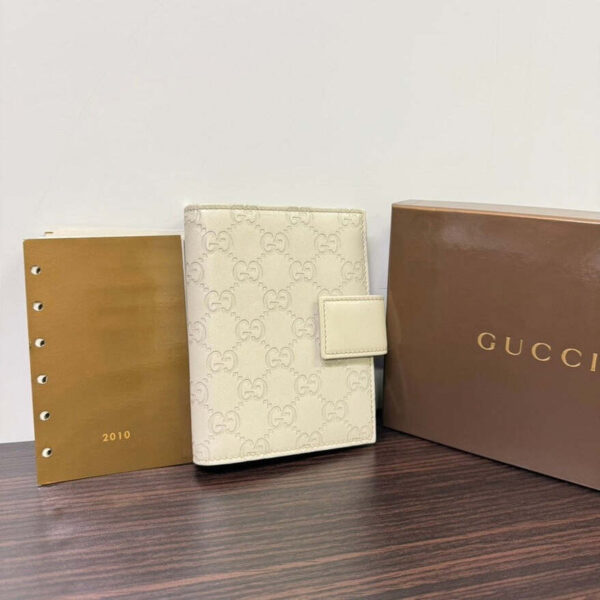Gucci GG Agenda FM0345 Ivory Leather Planner | Luna Bags
