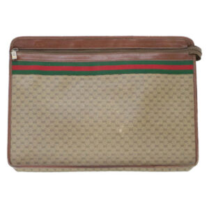 GUCCI Web Sherry Line Micro GG Canvas Clutch Bag Beige Red Green  rd390 | Luna Bags