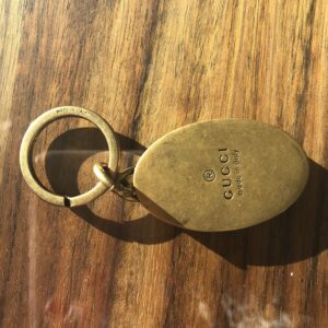 Gucci GG Red Enamel Oval Keychain | Luna Bags