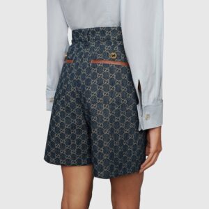 Gucci Aria Jumbo GG Denim Shorts with Ivory GG Pattern Sz 40 New with Tags | Luna Bags