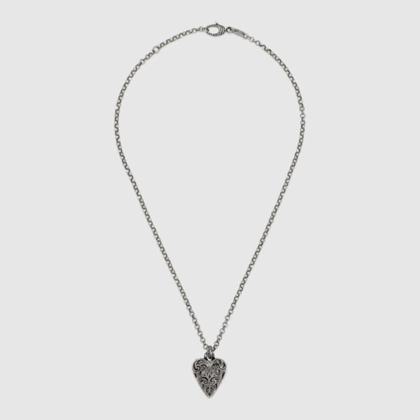 Gucci Sterling Silver Necklace with Engraved Heart | Luna Bags