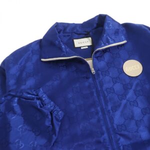 GUCCI Track jacket Main: 100% nylon, Part: 100% leather blue mens 44 Used | Luna Bags