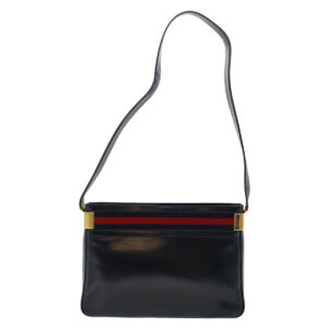 GUCCI Sherry Line Shoulder Bag Leather Navy Red  th3837 | Luna Bags