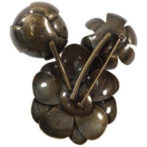 LOUIS VUITTON Black Crystal on Gold-tone Metal Flower Brooch | Luna Bags