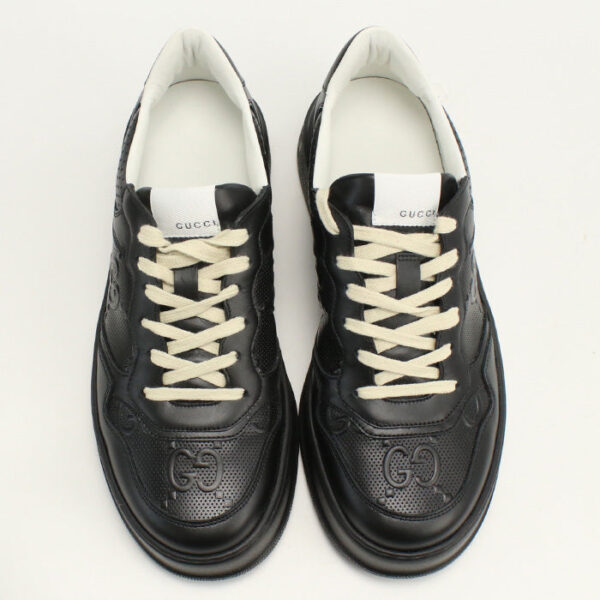GUCCI 669582 Men's sneakers GG emboss Shose leather black mens | Luna Bags