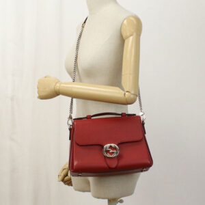 GUCCI 510302 2WAY handbag Interlocking G Handbag leather Red Women | Luna Bags