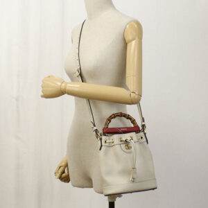 GUCCI 724667 Mini bucket bag Gucci Diana Hand Shoulder bag leather White Women | Luna Bags