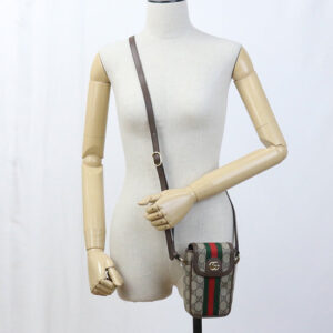 GUCCI 598912 Mini Shoulder Bag Ofidia Diagonal GG Supreme/leather beige Women | Luna Bags