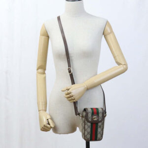 GUCCI 598912 Mini Shoulder Bag Ofidia Diagonal GG Supreme/leather beige Women | Luna Bags
