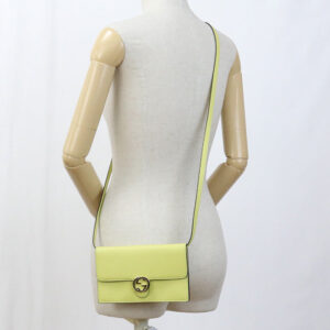 GUCCI 369664 Interlocking G Shoulder wallet Chain wallet leather yellow Women | Luna Bags