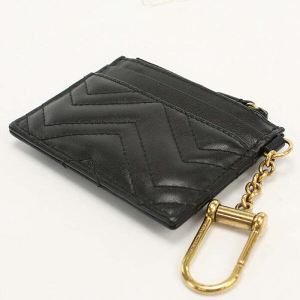 GUCCI 627064 Coin Purse Double G Wallet with key chain leather black Women | Luna Bags