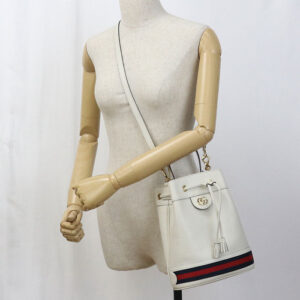 GUCCI GU89178 Small bucket bag Ofidia Handbag leather White Women | Luna Bags