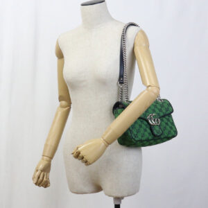 GUCCI 443497 Shoulder Bag GG Marmont Small ChainShoulder Bag GG canvas green Women | Luna Bags