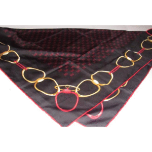 Gucci Black Gold Red Logo Xl And Equestrian Print Silk Scarf | Luna Bags